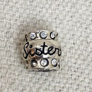 IBB THAI Sterling Silver “sister” Charm with clear Rhinestone accents